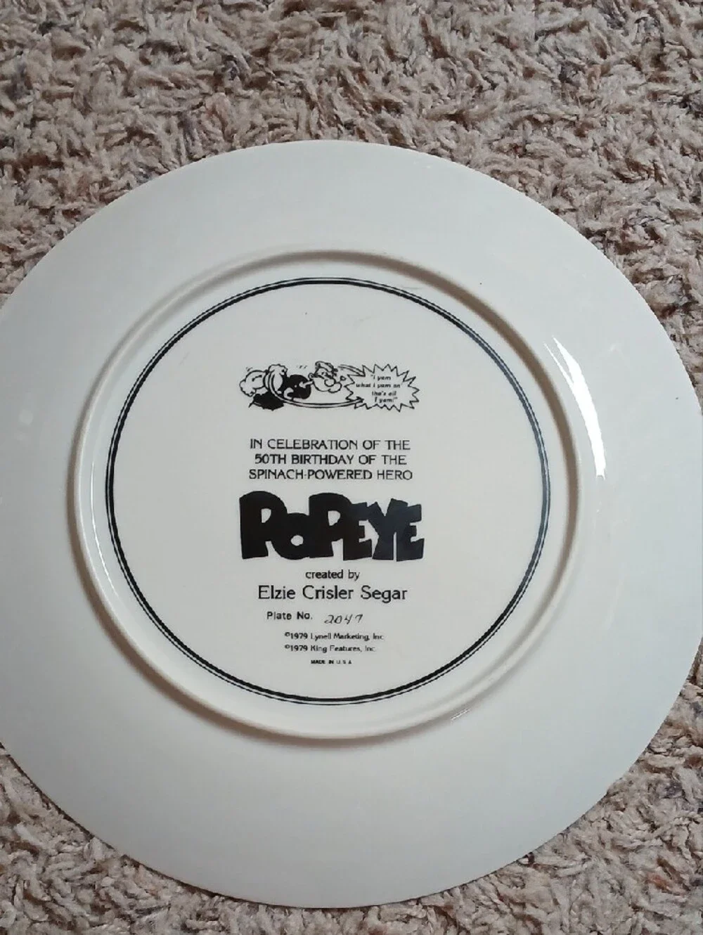 Popeye Themed White Happy Birthday Plate - White